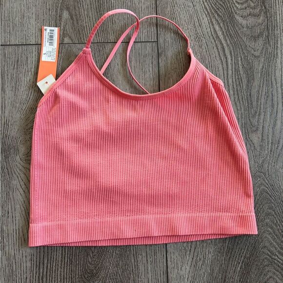 Colsie Pink Ribbed Crop Top - Picture 1 of 4